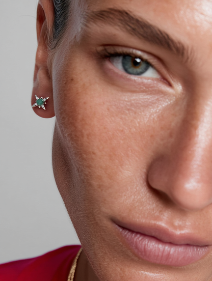 Pendientes estrella esmeralda Agatha