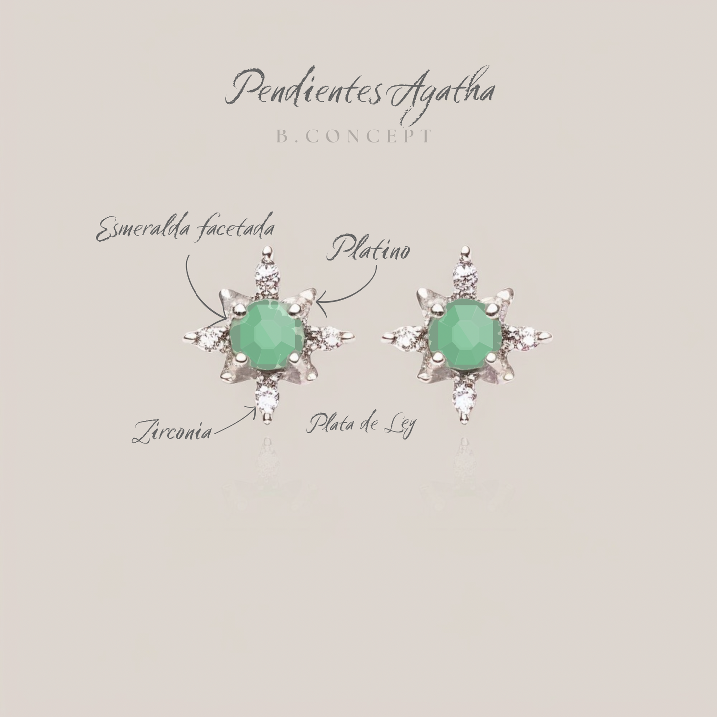 Pendientes estrella esmeralda Agatha