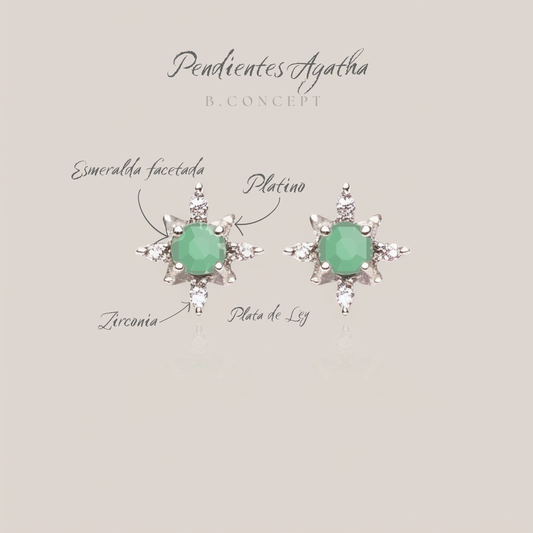 Pendientes estrella esmeralda Agatha