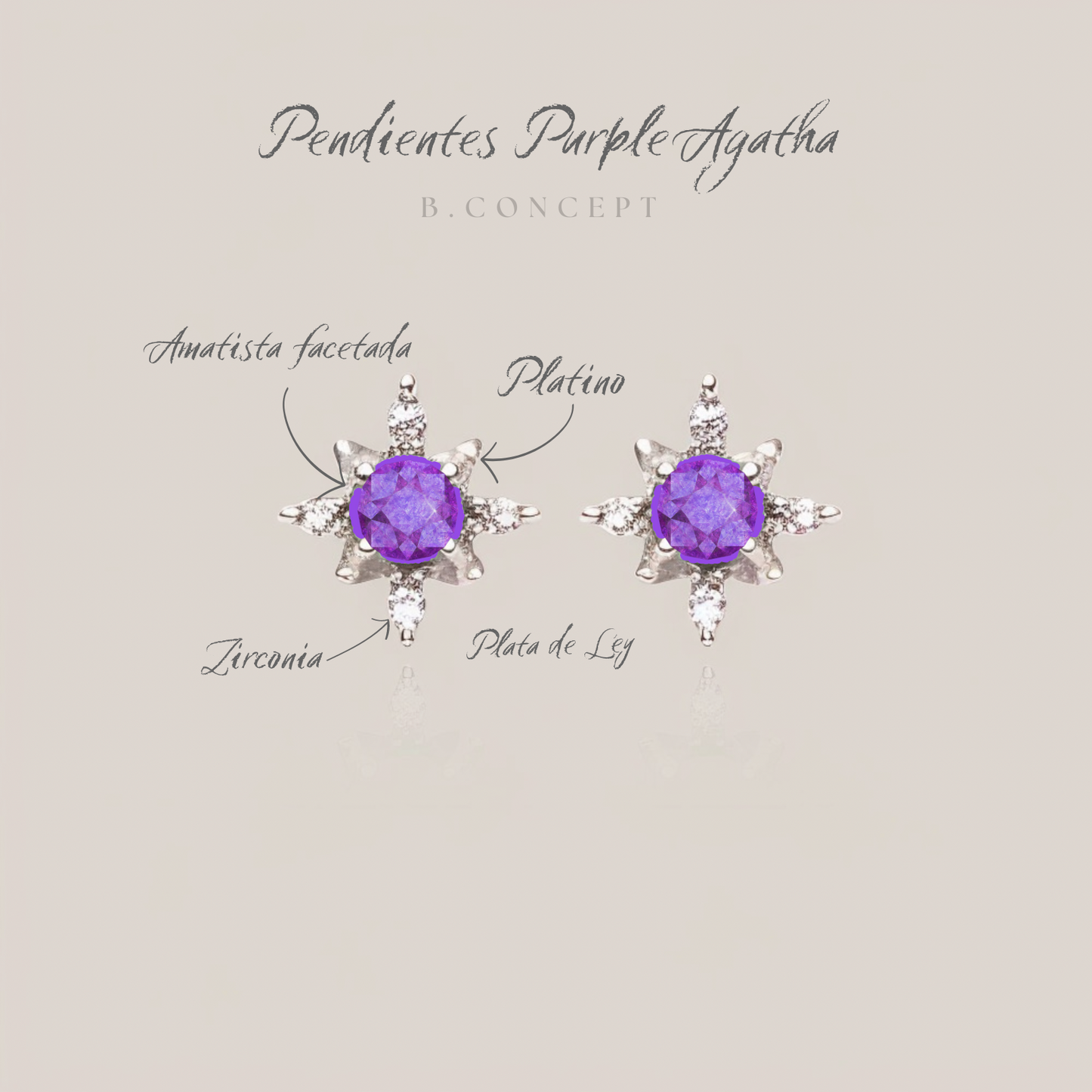 Pendientes estrella amatista Purple Agatha