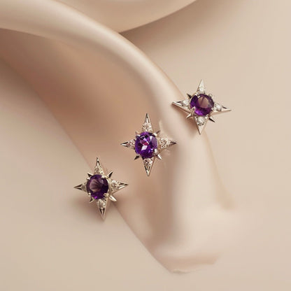 Pendientes estrella amatista Purple Agatha - B.CONCEPT