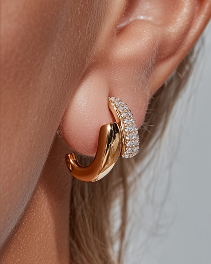 Pendientes dorados Bruna con circonitas